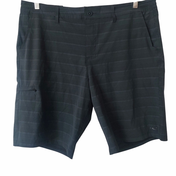 O'NEILL Cross-Over Shorts 40 Gray Striped Hybrid Stretch Drawstring NWT - Picture 1 of 9
